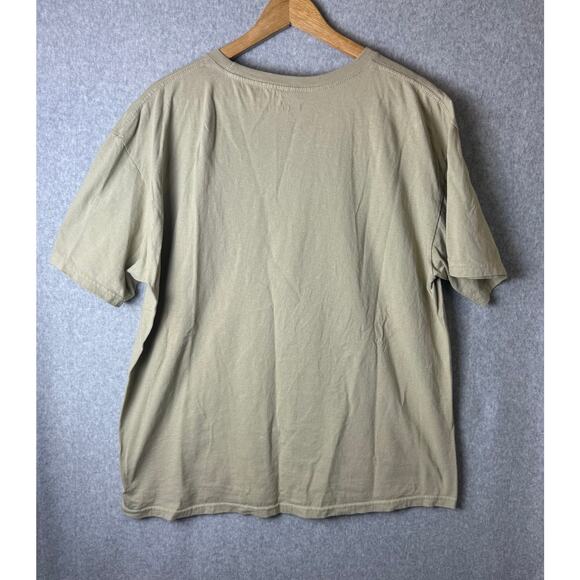 Tree Hugger Cotton T-Shirt Womens Mushrooms Graphic Boho Hippie Good Vibes Tan - Picture 6 of 7